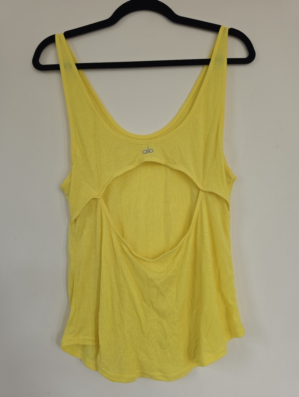Alo Yoga Open Back Cut-Out Ribbed Activewear Tank Yellow